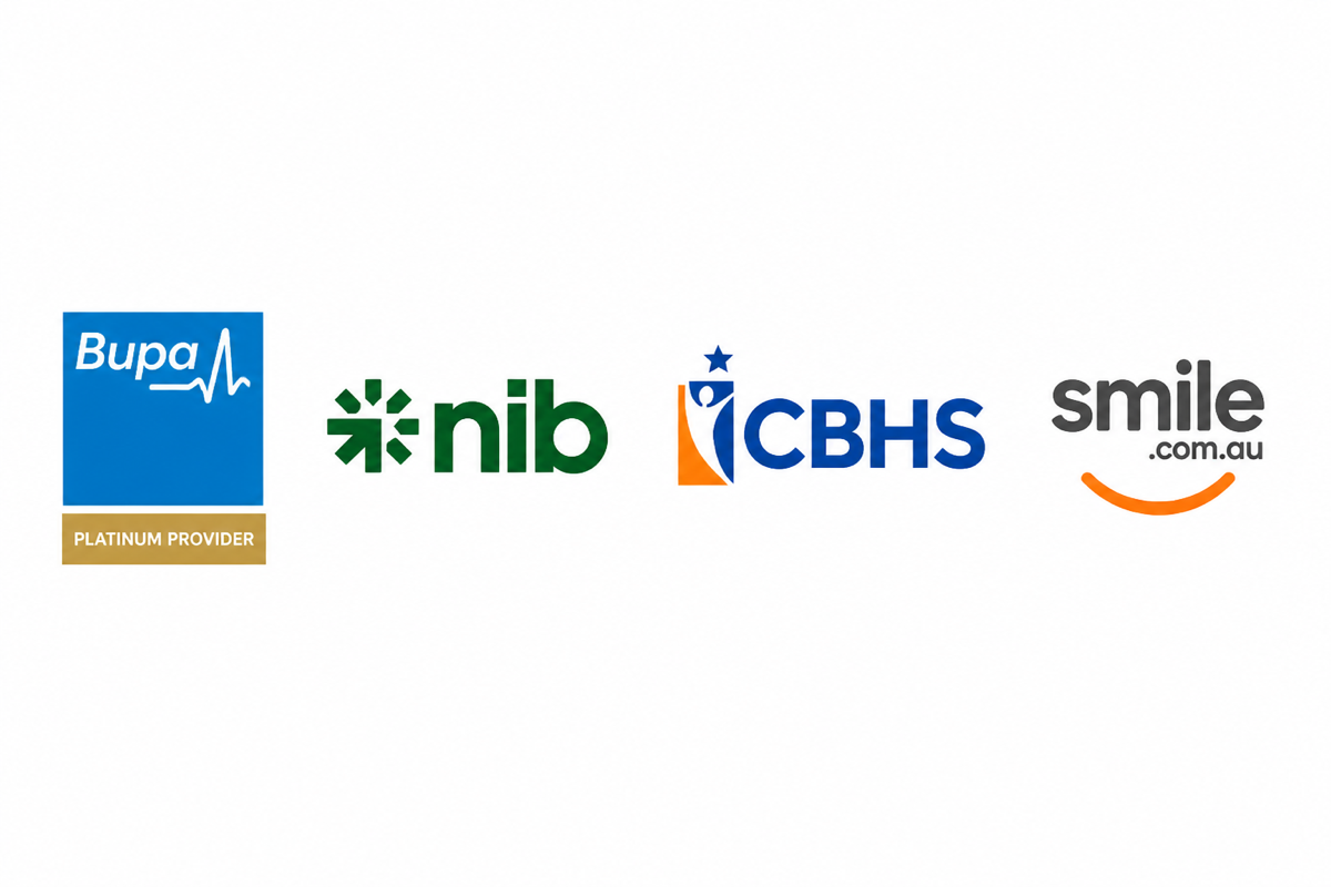 Preferred provider for Bupa Platinum, nib, CBHS, and smile.com.au